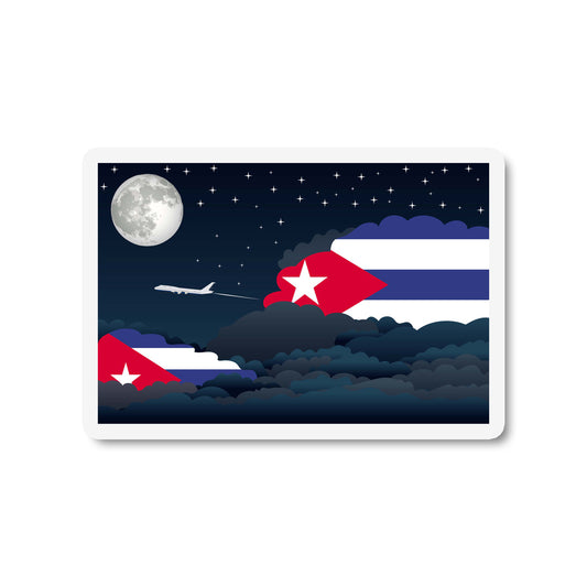 Cuba Airplane Night Clouds Sticker & Magnet