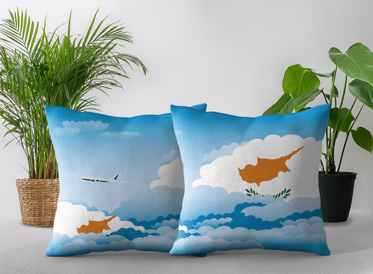 Cyprus World Airplane Day Clouds Square & Rectangle Pillow Cases | Aviation Decorative Pillow Covers