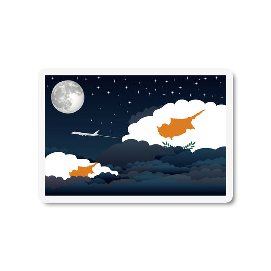 Cyprus Airplane Night Clouds Sticker & Magnet