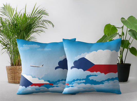 Czech Republic World Airplane Day Clouds Square & Rectangle Pillow Cases | Aviation Decorative Pillow Covers
