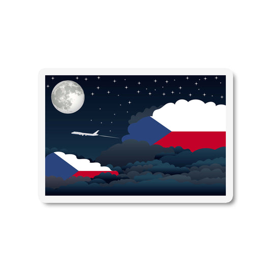 Czech Republic Airplane Night Clouds Sticker & Magnet