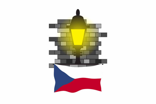 Czech Republic Town Street Lamp Bricks Sticker & Magnet