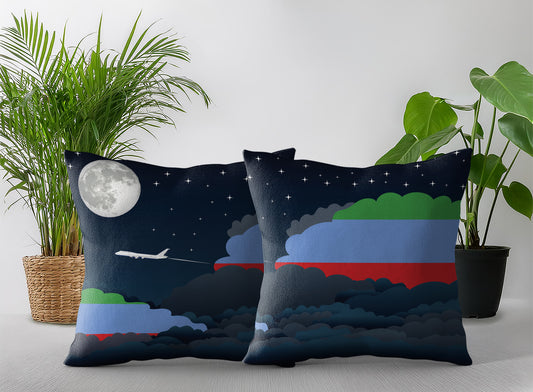 Dagestan World Airplane Night Clouds Square & Rectangle Pillow Cases | Aviation Night Sky Pillow Covers
