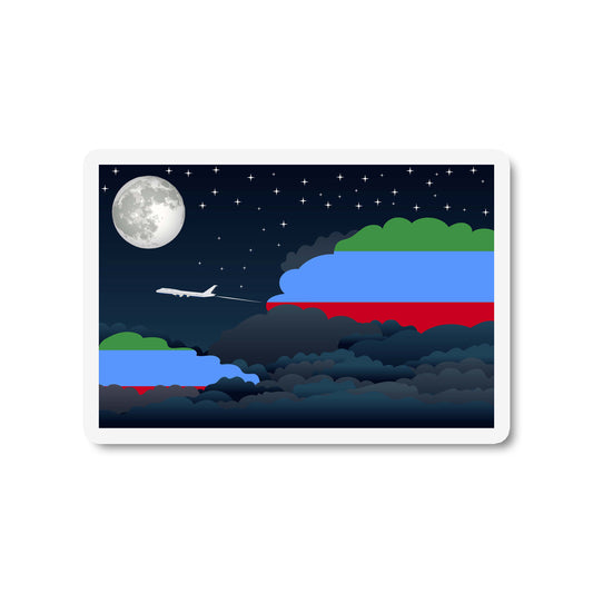 Dagestan Airplane Night Clouds Sticker & Magnet