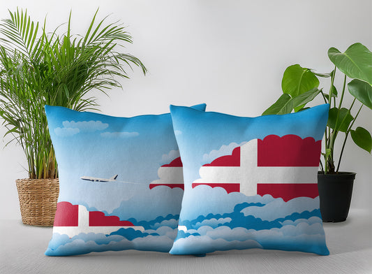 Denmark World Airplane Day Clouds Square & Rectangle Pillow Cases | Aviation Decorative Pillow Covers