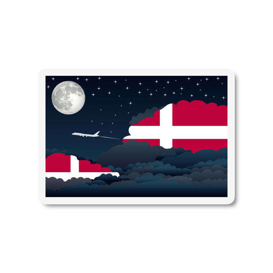 Denmark Airplane Night Clouds Sticker & Magnet