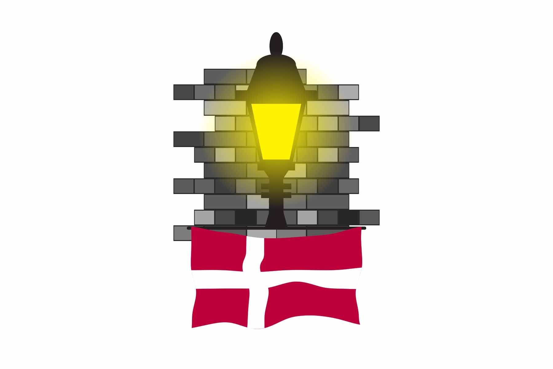 Denmark Town Street Lamp Bricks Sticker & Magnet