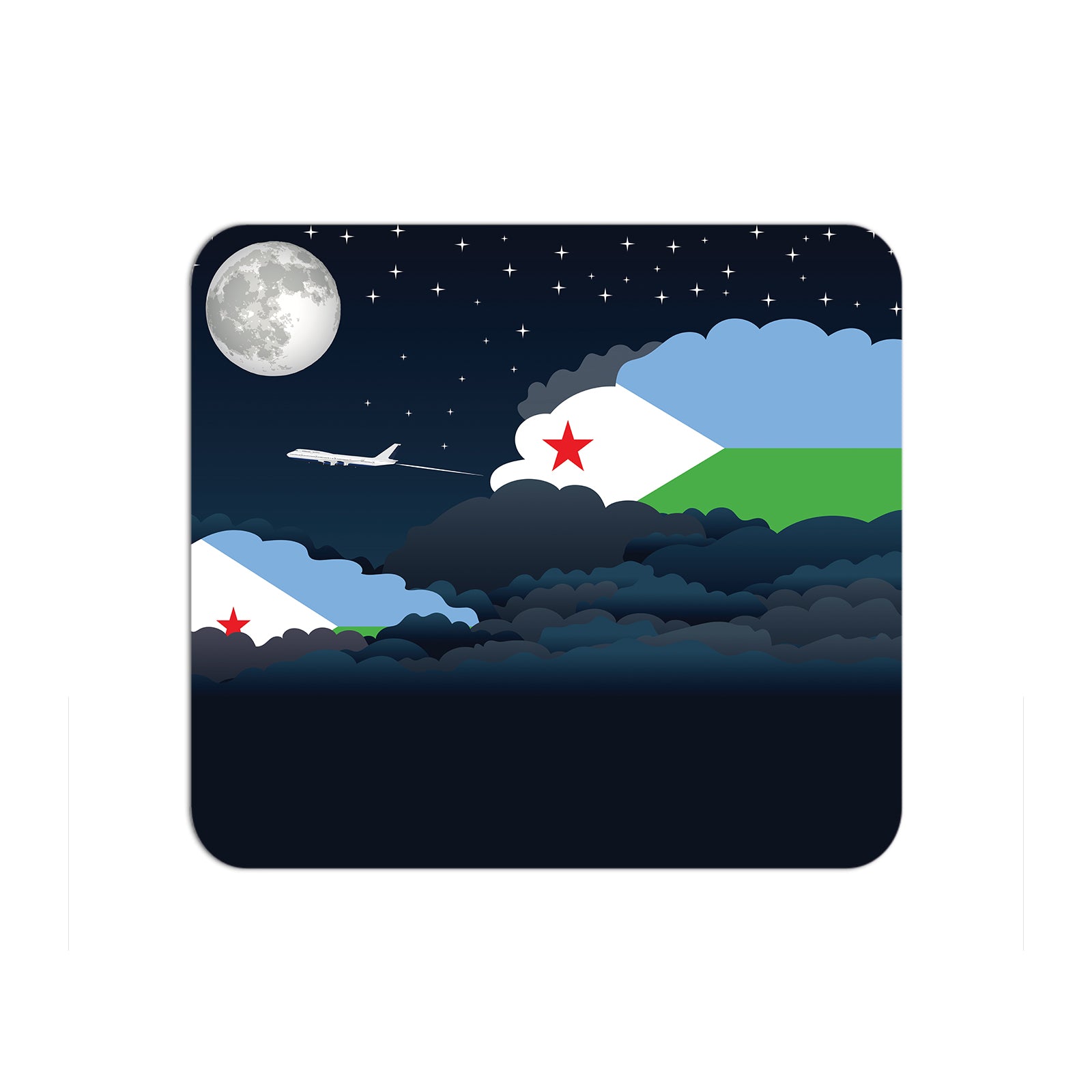 Djibouti Airplane Airport Flight Night Clouds Mousepad 