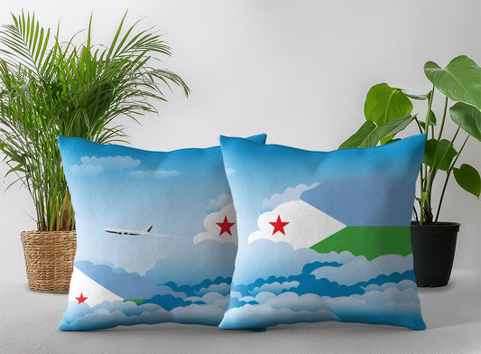 Djibouti World Airplane Day Clouds Square & Rectangle Pillow Cases | Aviation Decorative Pillow Covers