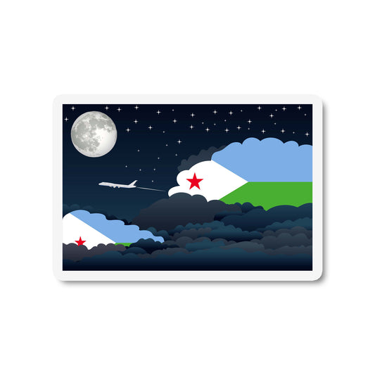 Djibouti Airplane Night Clouds Sticker & Magnet