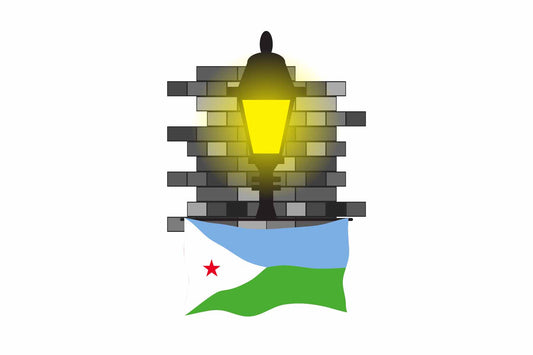 Djibouti Town Street Lamp Bricks Sticker & Magnet