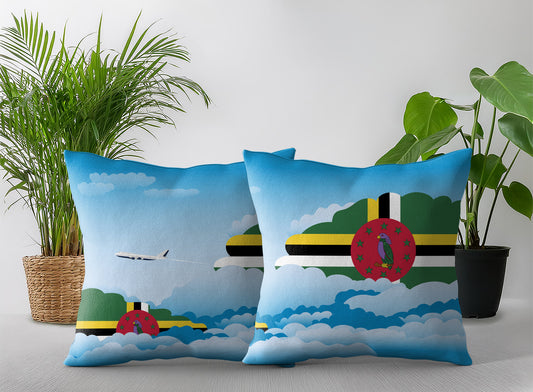 Dominica World Airplane Day Clouds Square & Rectangle Pillow Cases | Aviation Decorative Pillow Covers
