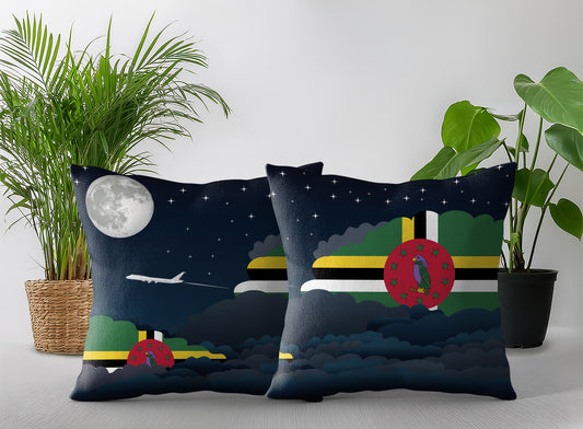 Dominica World Airplane Night Clouds Square & Rectangle Pillow Cases | Aviation Night Sky Pillow Covers