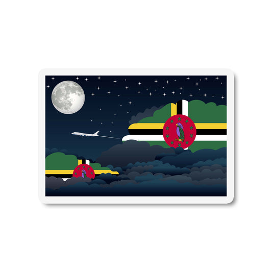 Dominica Airplane Night Clouds Sticker & Magnet