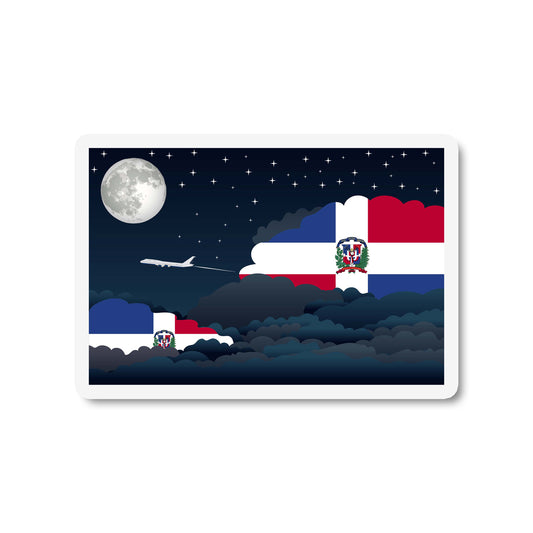 Dominican Republic Airplane Night Clouds Sticker & Magnet