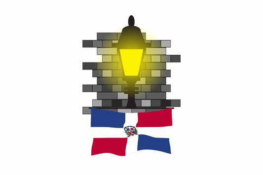 Dominican Republic Town Street Lamp Bricks Sticker & Magnet