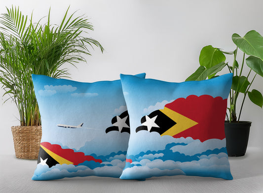 East Timor World Airplane Day Clouds Square & Rectangle Pillow Cases | Aviation Decorative Pillow Covers