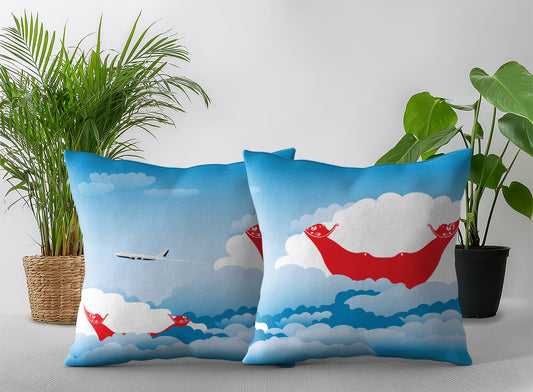 Easter Island Rapa Nui World Airplane Day Clouds Square & Rectangle Pillow Cases | Aviation Decorative Pillow Covers