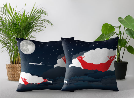 Easter Island Rapa Nui World Airplane Night Clouds Square & Rectangle Pillow Cases | Aviation Night Sky Pillow Covers