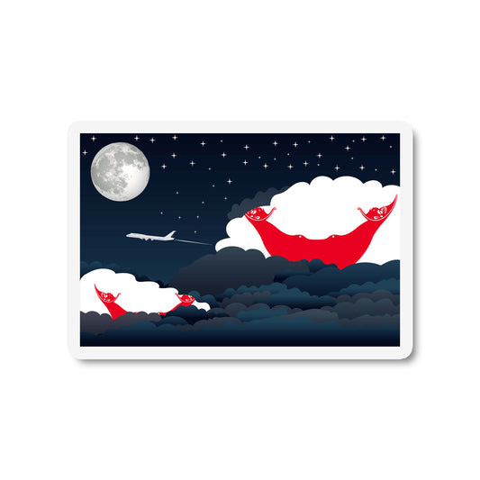 Easter Island  Rapa Nui Airplane Night Clouds Sticker & Magnet