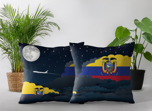 Ecuador World Airplane Night Clouds Square & Rectangle Pillow Cases | Aviation Night Sky Pillow Covers