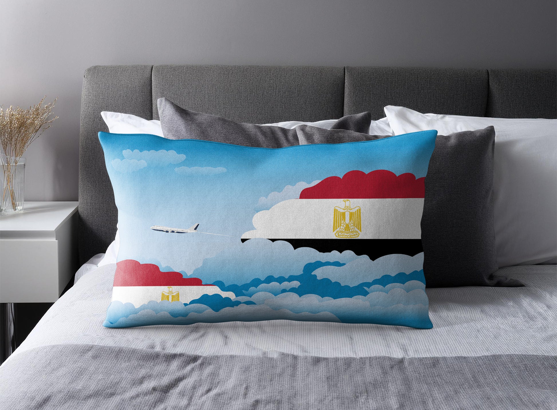 Egypt World Airplane Day Clouds Square & Rectangle Pillow Cases | Aviation Decorative Pillow Covers
