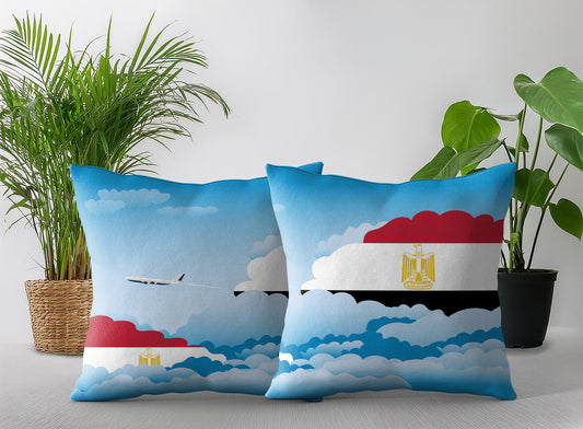 Egypt World Airplane Day Clouds Square & Rectangle Pillow Cases | Aviation Decorative Pillow Covers