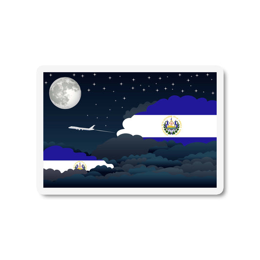 El Salvador Airplane Night Clouds Sticker & Magnet
