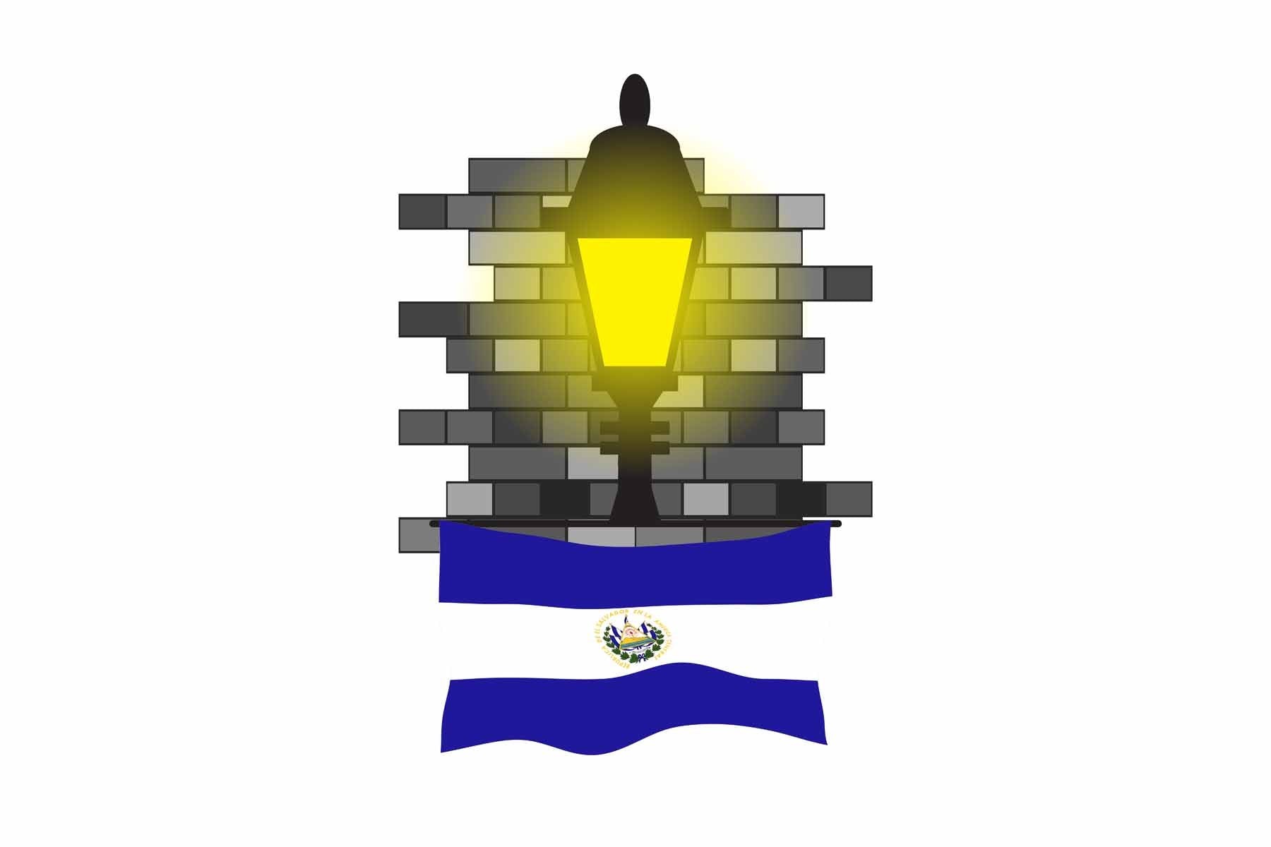 El Salvador Town Street Lamp Bricks Sticker & Magnet