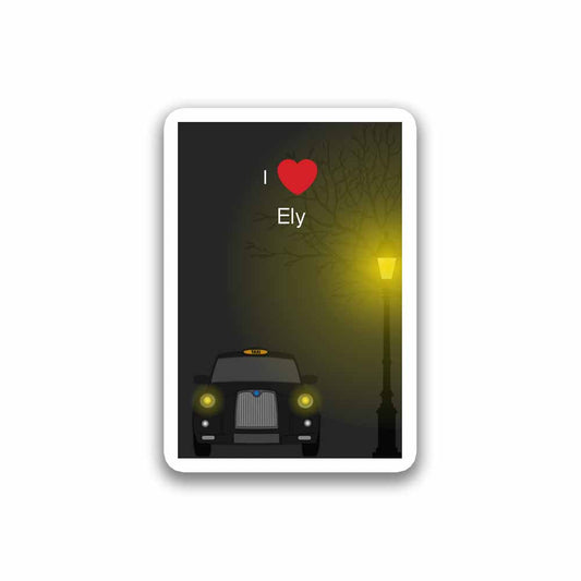 Ely United Kingdom Taxi Black Sticker & Magnet