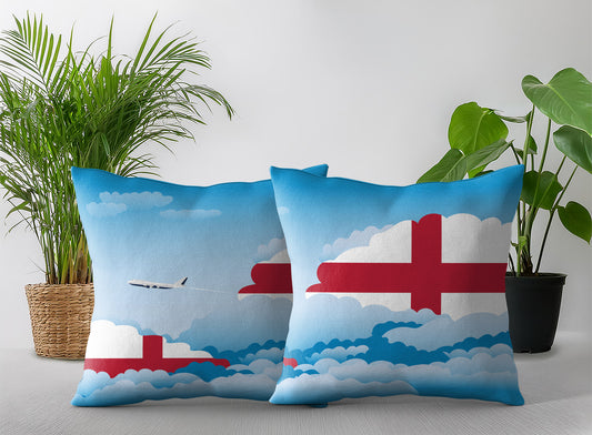 England World Airplane Day Clouds Square & Rectangle Pillow Cases | Aviation Decorative Pillow Covers