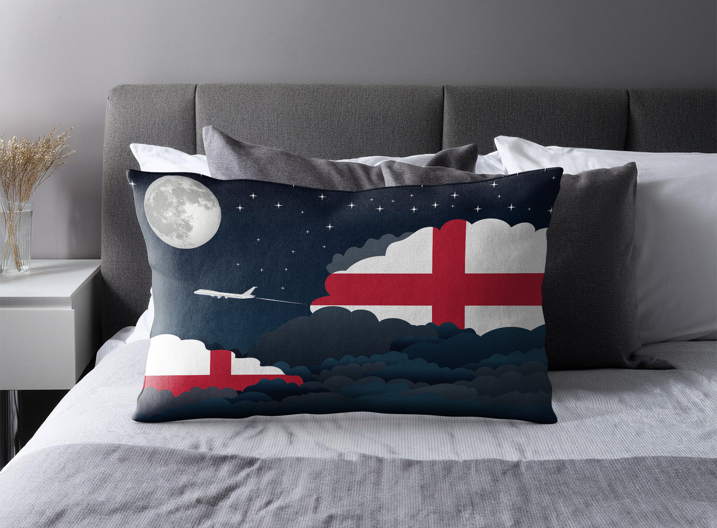England World Airplane Night Clouds Square & Rectangle Pillow Cases | Aviation Night Sky Pillow Covers
