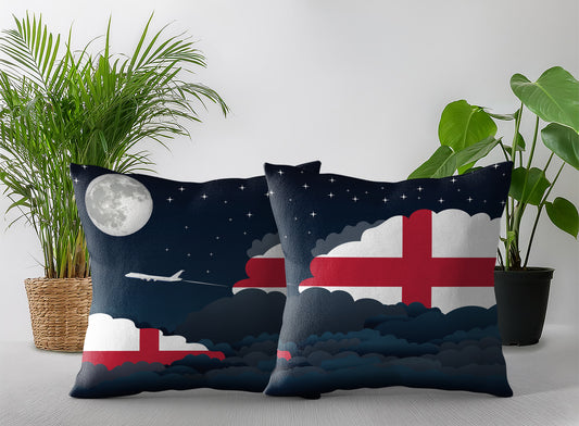 England World Airplane Night Clouds Square & Rectangle Pillow Cases | Aviation Night Sky Pillow Covers