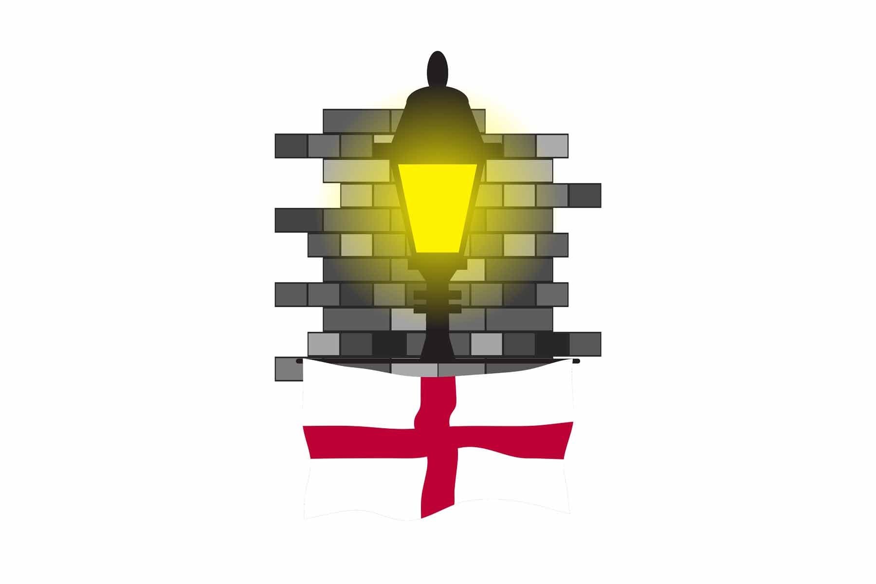 England Town Street Lamp Bricks Sticker & Magnet