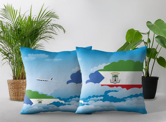 Equatorial Guinea World Airplane Day Clouds Square & Rectangle Pillow Cases | Aviation Decorative Pillow Covers