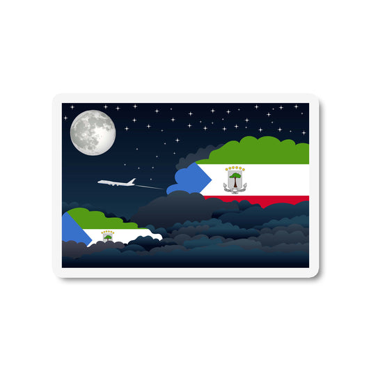 Equatorial Guinea Airplane Night Clouds Sticker & Magnet