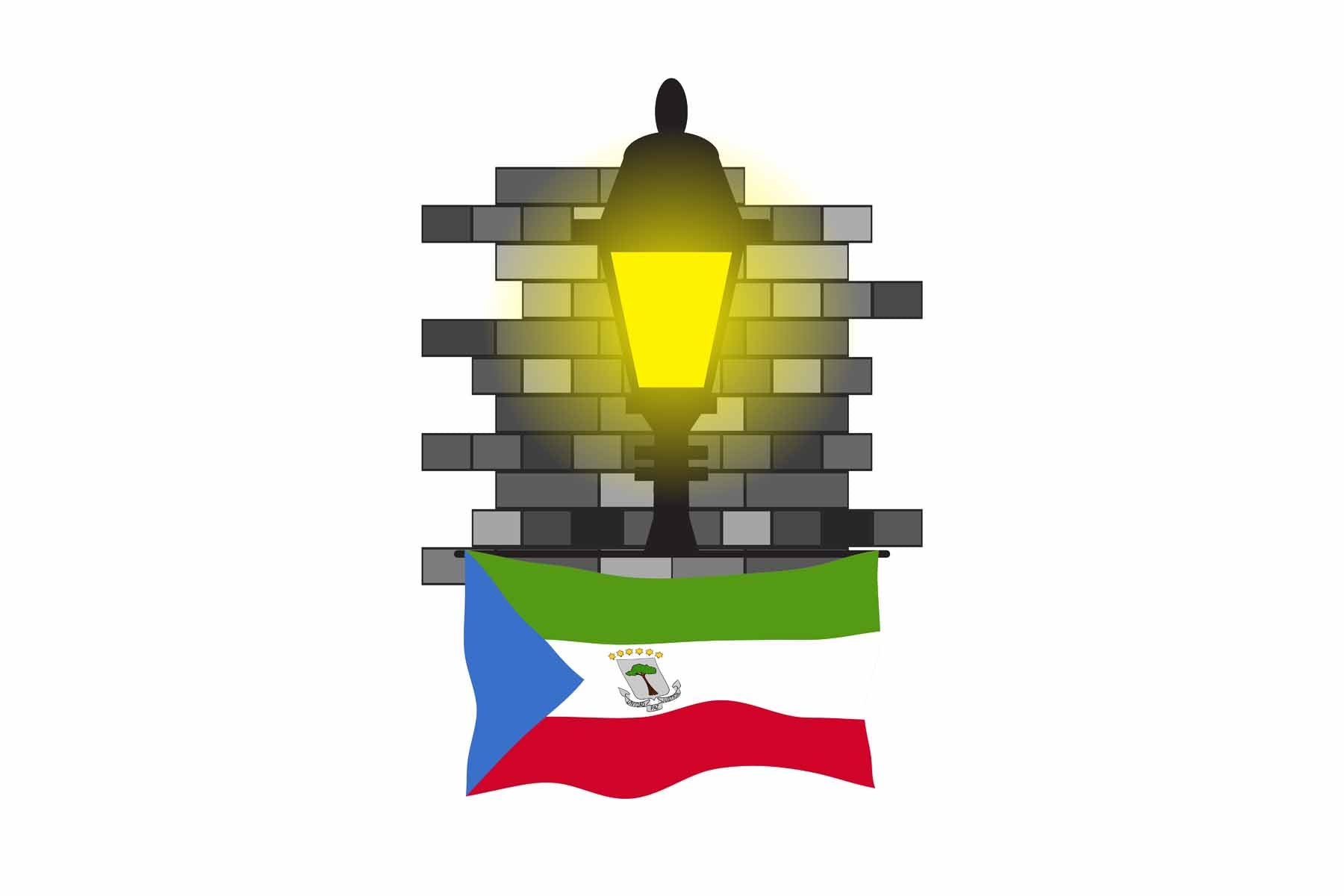 Equatorial Guinea Town Street Lamp Bricks Sticker & Magnet