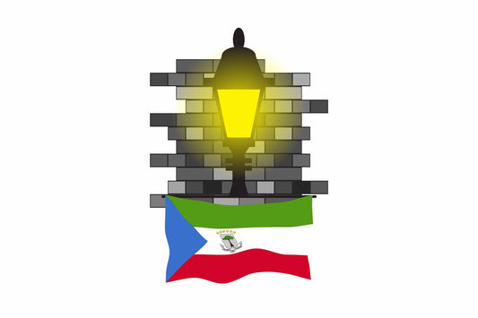 Equatorial Guinea Town Street Lamp Bricks Sticker & Magnet