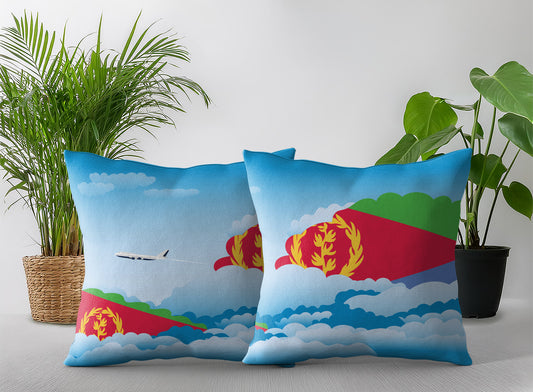 Eritrea World Airplane Day Clouds Square & Rectangle Pillow Cases | Aviation Decorative Pillow Covers