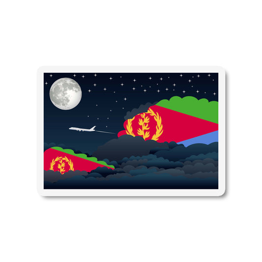 Eritrea Airplane Night Clouds Sticker & Magnet