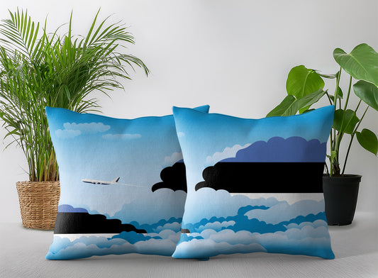 Estonia World Airplane Day Clouds Square & Rectangle Pillow Cases | Aviation Decorative Pillow Covers