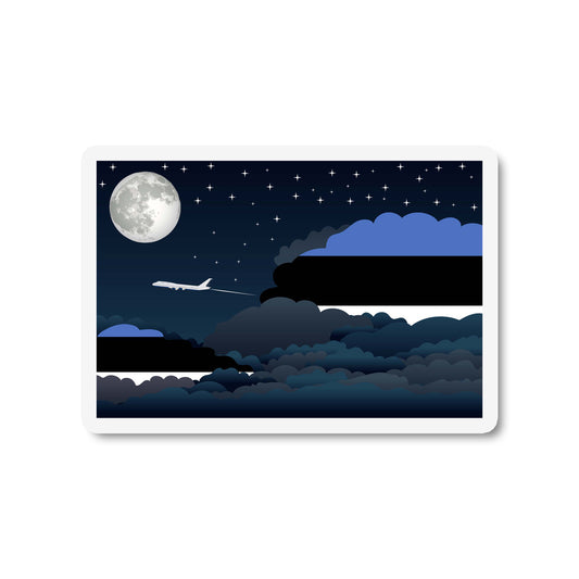 Estonia Airplane Night Clouds Sticker & Magnet