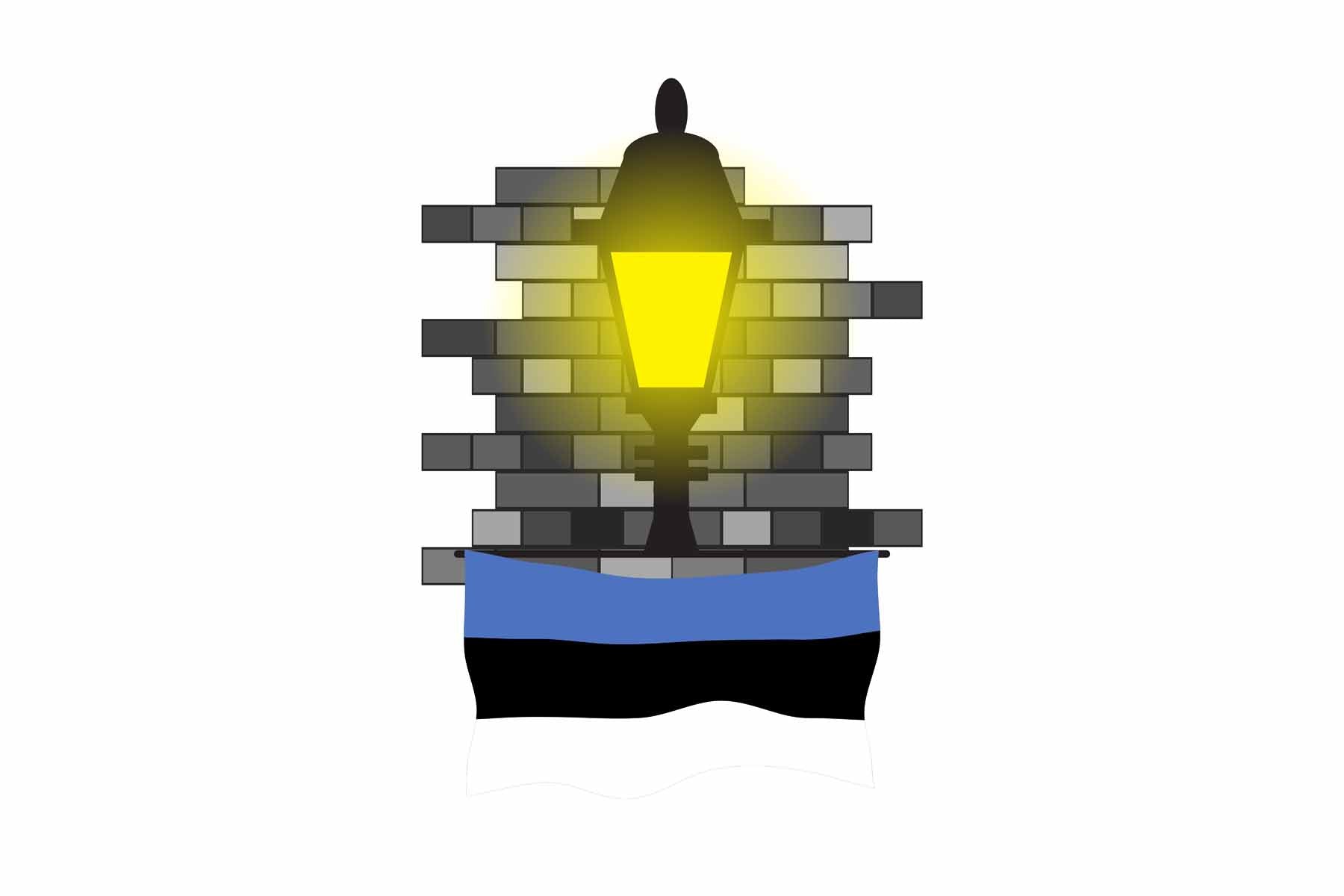 Estonia Town Street Lamp Bricks Sticker & Magnet