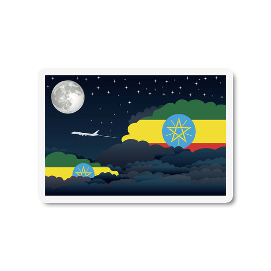 Ethiopia Airplane Night Clouds Sticker & Magnet