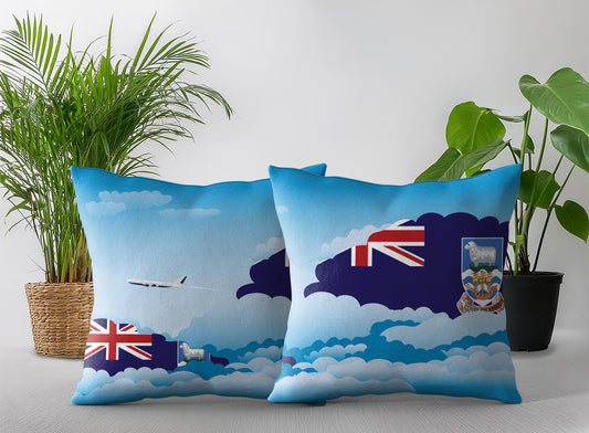 Falkland Islands World Airplane Day Clouds Square & Rectangle Pillow Cases | Aviation Decorative Pillow Covers