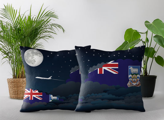 Falkland Islands World Airplane Night Clouds Square & Rectangle Pillow Cases | Aviation Night Sky Pillow Covers