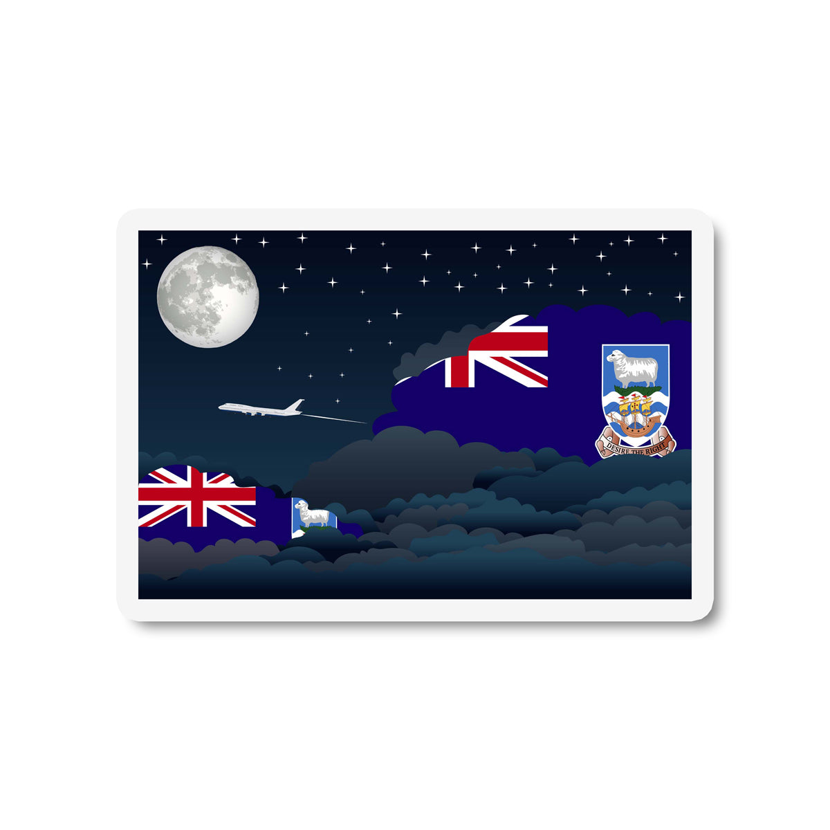 Falkland Islands Airplane Night Clouds Sticker & Magnet