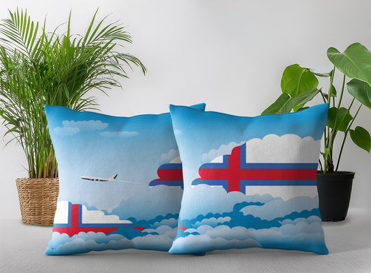 Faroe Islands World Airplane Day Clouds Square & Rectangle Pillow Cases | Aviation Decorative Pillow Covers