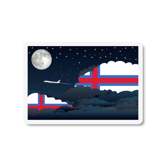 Faroe Islands Airplane Night Clouds Sticker & Magnet