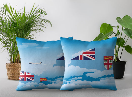 Fiji World Airplane Day Clouds Square & Rectangle Pillow Cases | Aviation Decorative Pillow Covers